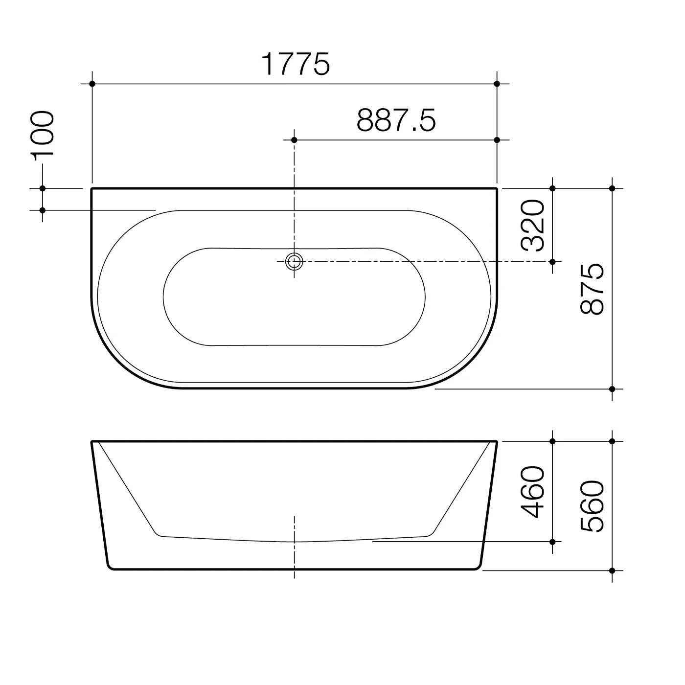 Urbane II Back to Wall Acrylic Bathtub - Image 5