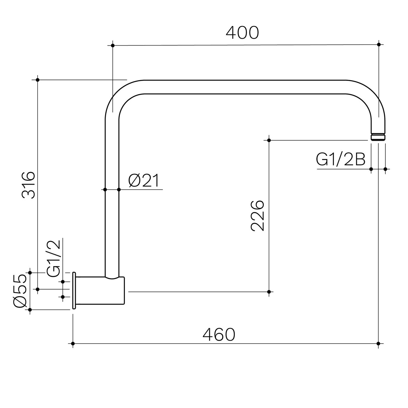 Urbane II High Rise Shower Arm - Image 6