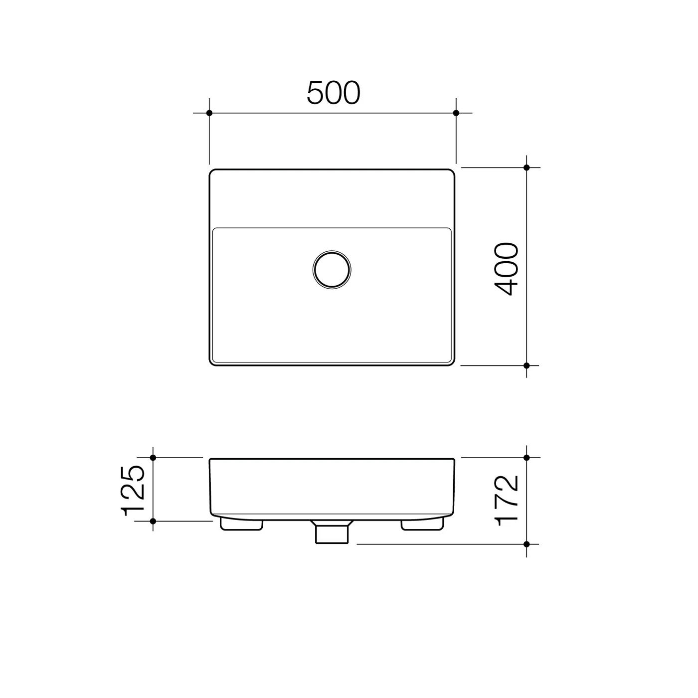 Urbane II Semi Recessed Basin 500x400mm - Image 3