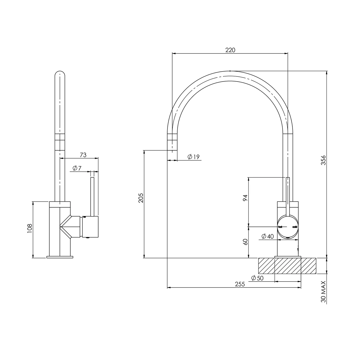 Vivid Slimline Gooseneck Sink Mixer - Image 8