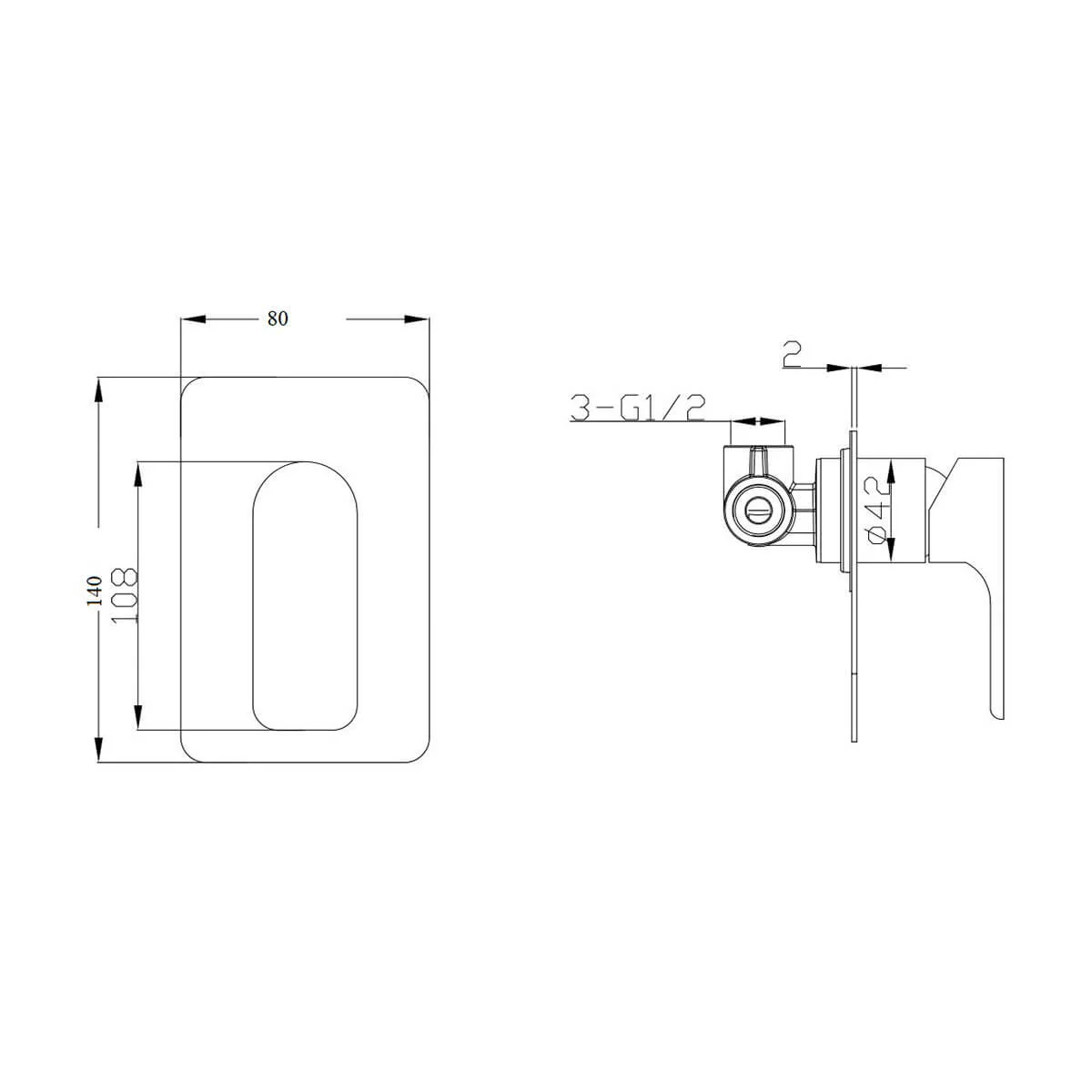 Vogue Slim Shower Wall Flip Mixer - Image 5
